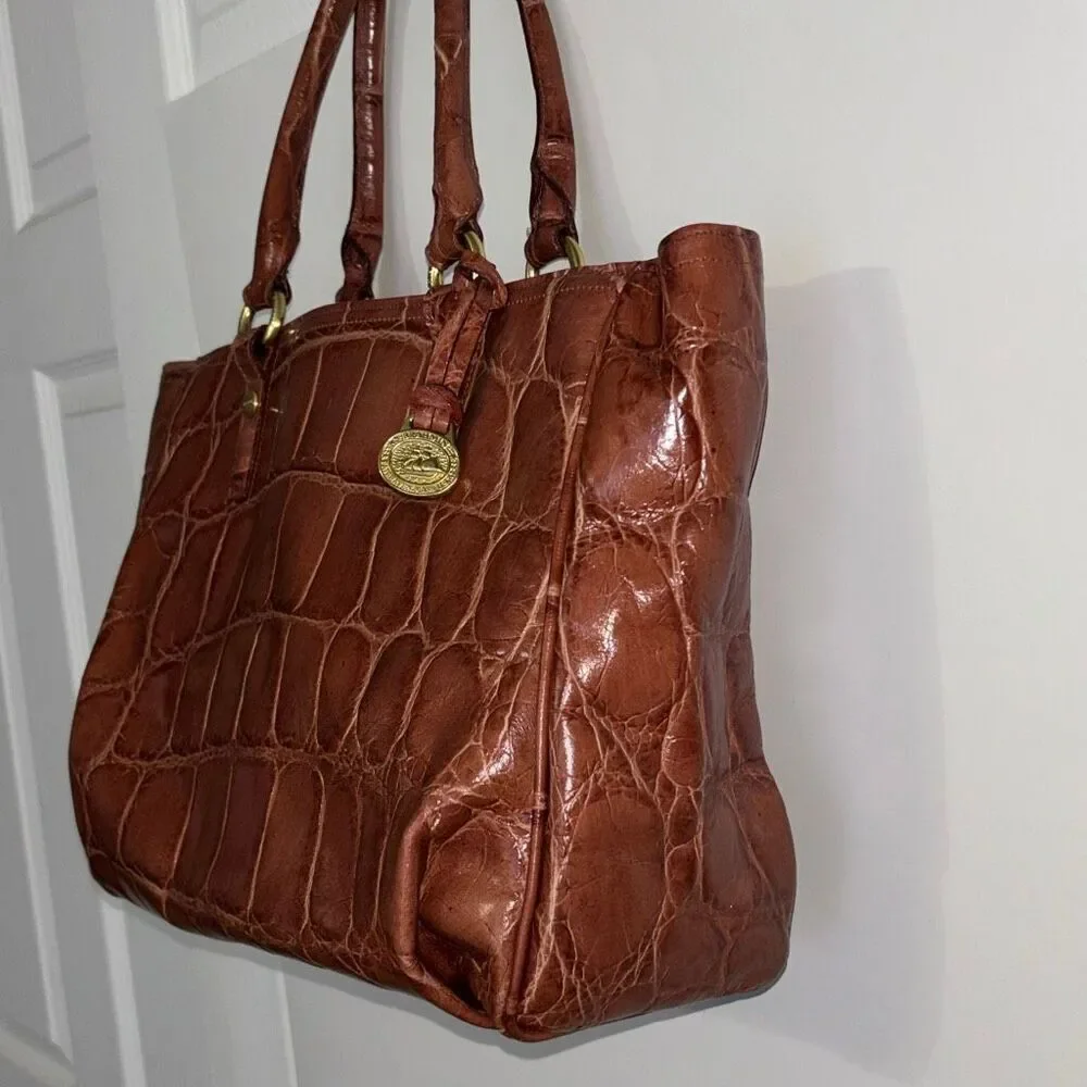 NWT Brahmin Adelle Cameo Soft Honeybee Moc Croc Leather purse bag satchel